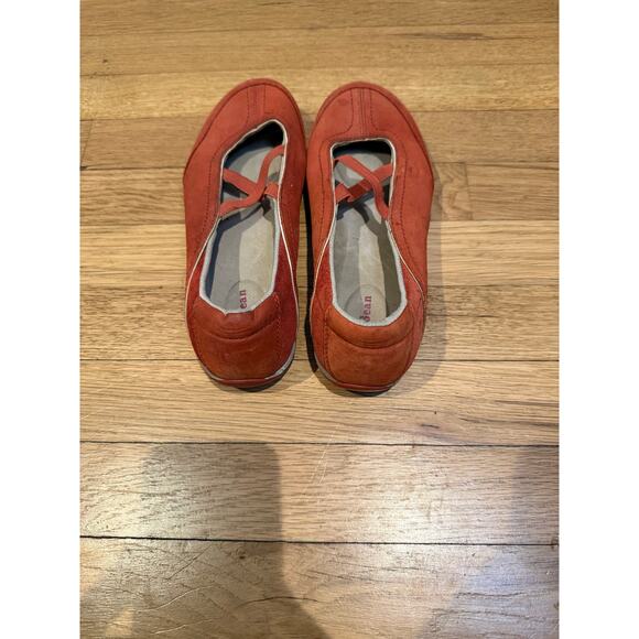 L.L.Bean Suede Mary Jane Flats Rust Red Elastic Strap Comfort Shoes Size 8 - Picture 5 of 7